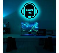 Art Mural Personnalisé Gamer Tag Avec Lumière LED, Panneau De Nom De Joueur Personnalisé, Panneau Lumineux LED Couleur Rvb De Jeu, Cadeau De Noël, Cadeau D’anniversaire