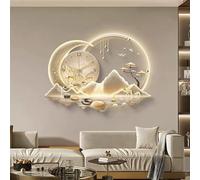 Art mural Sculptures murales， Art mural chinois moderne à LED, sculpture murale, tableau mural de paysage illuminé(Beige,75 * 100cm)