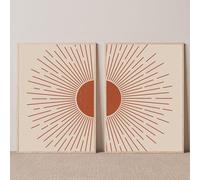 Art Mural sur Toile,2 Images Set-Impressions sur Toile Lignes de Soleil Émettant de Lumière Simple Moderne Décoration Salon Salle Manger Entrée Chambre Coucher Cuisine-60*80cm/(24*27 pouces)Sans cadre