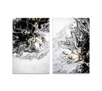 Art Mural sur Toile,2 Images Set-Peinture Abstraite sur Toile Motif Abstrait Noir et Blanc Décoration Moderne et Simple Salon Salle à Manger Entrée Chambre-50*70cm/(20*27 pouces)Sans cadre