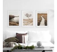 Art Mural sur Toile,3 Images Set-Peinture sur Toile Représentant Un Arbre Une Promenade en Montagne Affiches Imprimés Nordiques Décoration de Salon de Chambre à Coucher-60*70cm/24*27 pouce(sans cadre)