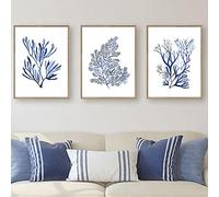 Art mural sur toile Affiches et impressions d'algues bleu indigo corail aquarelle toile peinture photos décoratives décoration de salon Sans cadre (Color : No Frame, Size : 50x70cmX3)