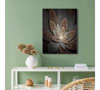 Art Mural Sur Toile, Art Fractal Floral Esthétique d'art Mural Impressions Peinture, Brun Sur Toile Images, Décoration de Salon de Bureau Maison - 40x50cm Sans Cadre