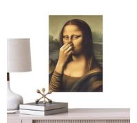 Art mural sur toile de salle de bain - Accessoire de rassemblement social, affiche desalle de bain drôle vintage, art desalle de baiin Mona Lisa drôle | pour restaurant, hôtel, jardin, intérieur, fêt