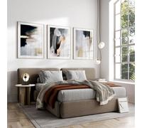 Art Mural sur Toile-Ensemble de 3-Affiche Abstraite Moderne Nordique Blanche Peinture à L'Encre Simple Peinture sur Toile Art Mural Impression Décoration de Salon Ou de Bureau-40 * 60cm (Sans cadre)