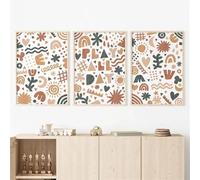 Art Mural sur Toile-Ensemble de 3-Impressions Murales Abstraites Bohème Affiches Soleil Arc-En-Ciel Images Nordiques Décoration Chambre D'Enfant Impressions sur Toile Peinture-40 * 50cm (Sans cadre)