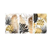 Art Mural sur Toile-Ensemble de 3-Peinture sur Toile Botanique Nordique à la Feuille D'Or Affiches et Impressions Abstraites en Marbre Décoration Murale Salon Bureau Maison Moderne-40*60cm(sans cadre)