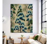 Art Mural Sur Toile - Jardin De Pins Plantes Japonaises Beige Art Mural Impressions Peinture Sur Toile Images Décoration De Salon De Bureau Ou De Maison - 60X80Cm Sans Cadre