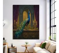 Art Mural Sur Toile - Paon Luxueux Architecture Médiévale Bronze Art Mural Impressions Peinture Sur Toile Images Décoration De Salon De Bureau Ou De Maison - 30X40Cm Sans Cadre