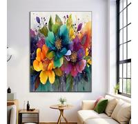 Art Mural Sur Toile, Peindre Des Fleurs Aquarelle d'art Mural Impressions Peinture, Couleurs mélangées Sur Toile Images, Décoration de Salon de Bureau Maison - 30x40cm Sans Cadre