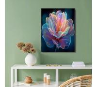 Art Mural Sur Toile, Pétales Rêves De Néons Fleurs d'art Mural Impressions Peinture, Coloré Sur Toile Images, Décoration de Salon de Bureau Maison - 50x70cm Sans Cadre