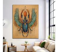 Art Mural Sur Toile - Scarabée Égyptien Texte Animalier Rétro Sépia Art Mural Impressions Peinture Sur Toile Images Décoration De Salon De Bureau Ou De Maison - 50X70Cm Sans Cadre