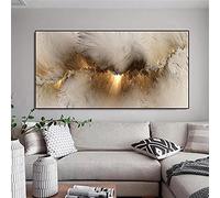 Art mural surdimensionné contemporain nordique abstrait or luxe toile peinture affiches grandes peintures contemporaines décor 86x193cm (34x76in) avec cadre