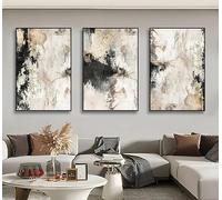Art Mural,Tableau Abstrait Moderne à la Feuille D'Or Noir Blanc Luxueux Style Nordique Impression sur Toile Idéal la Décoration Murale Salon Bureau Ou la Maison-40*50cm*3pcs (impression non encadrée)