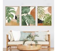 Art Mural,Tableau sur Toile Bohème Simple Représentant Des Plantes Vertes Forêt Tropicale Idéal Décorer Salon Maison Impression D'Affiches Décorations Murales-60*80cm-3pcs (impression sans cadre)