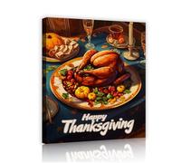 Art mural Thanksgiving encadré Dîner Dinde 90x110cm