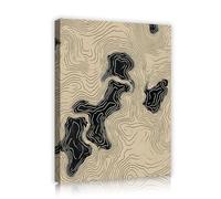 Art mural toile beige noir Carte topographique 40x50cm