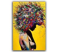 Art Mural Toile tableau Peinture Affiche Afro Gros Cheveux Femmes Toile tableau Peinture Murale Tableaux Toile tableau Art Pour Salon Decoration De La Maison Sans Cadre 30×40cm