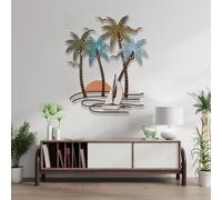 Art Mural Tropical, Décoration Murale de Palmier en Métal, Art en Métal Naturel, Signe de Palmier 3D, Décorations Suspendues Pour Intérieur Et Extérieur Jardin Chambre À Coucher(Size:19.7IN/50cm)