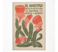 Art mural vintage cactus mexicain, impression botanique colorée du sud-ouest 40,6 x 61 cm sans cadre