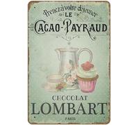 Art mural vintage français pour pâtisserie, thé et gâteau, art de cuisine, étiquettes graphiques de chocolat paris, décoration fantaisie, plaque murale en métal, plaque de porte, panneau
