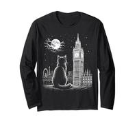 Art Nocturne Big Ben Moon Skyline London Cat Skyline Manche Longue