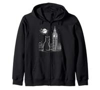 Art Nocturne Big Ben Moon Skyline London Cat Skyline Sweat à Capuche