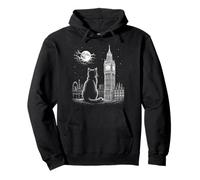 Art Nocturne Big Ben Moon Skyline London Cat Skyline Sweat à Capuche