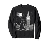 Art Nocturne Big Ben Moon Skyline London Cat Skyline Sweatshirt