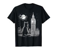 Art Nocturne Big Ben Moon Skyline London Cat Skyline T-Shirt