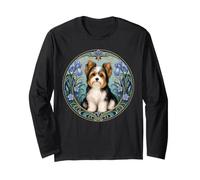 Art Nouveau Biewer Terrier Floral Chien Portrait Manche Longue