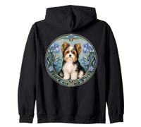 Art Nouveau Biewer Terrier Floral Chien Portrait Sweat à Capuche
