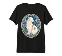 Art Nouveau Borzoï Chien Iris Floral Portrait T-Shirt Haut de Gamme