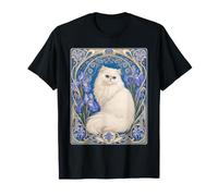 Art Nouveau Chat Persan Iris Floral T-Shirt