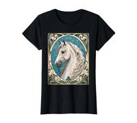 Art Nouveau Cheval Blanc Élégant Art Equin Art T-Shirt Graphique avec Valeur