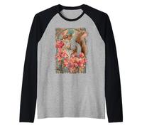 Art Nouveau Écureuil avec Fleurs Roses Woodland Botanical Manche Raglan