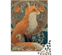 Art Nouveau Fox Illustration Puzzles 1000 Pieces Cadeau Unique Jeu Éducatif Défi Jouet À De Qualité Supérieure Peinture Art pour Adultes Et Enfants 70x50cm/1000pcs