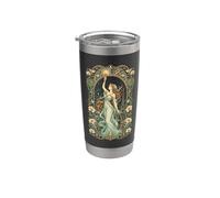 Art Nouveau Paris Déesse Floral Ciel Nuit Art Art Gobelet isotherme en acier inoxydable double paroi
