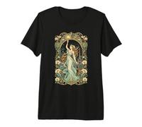 Art Nouveau Paris Déesse Floral Ciel Nuit Art Art T-Shirt Haut de Gamme
