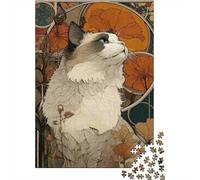 Art Nouveau Portrait de Chat 1000 Pièce S Carton Robuste Puzzle Classique pour Adultes Enfants Difficile Défiant Idée Cadeau 52x38cm/1000pcs