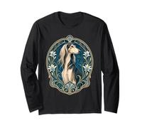 Art Nouveau Saluki Chien Floral Design Vintage Manche Longue