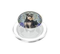 Art Nouveau Schnauzer Chien Iris Fleur Portrait PopSockets PopGrip pour MagSafe