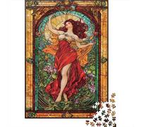 Art Nouveau Stained Glass 1000Pc Adult Jigsaws Black and White Cat Art for Adults Challenging & Brainteasing Puzzle Games 38x26cm 1000pcs