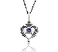 Art Nouveau Style Rond Améthyste & Marcassite Chardon Pendentif en Argent
