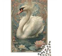 Art Nouveau Swan Poster Puzzle 1000 Pièces Educa Jouet en Bois Cadeau Unique De l'art De La Décoration Jeu Éducatif Challenge Toy Adultes & Enfants des 14 Ans 38x26cm/1000pcs