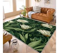 Art Nouveau Tropical Tapis Antidérapant en Flanelle 200x300 cm Vert Tapis Utiliser TPR Fond Antidérapant Facile à Entretenir Lavable en Machine Décoration d'intérieur