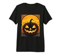 Art Nouveau Visage de Citrouille Gothique Automne T-Shirt Haut de Gamme