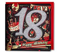 Art Nuvo Carte d'anniversaire - Carte d'anniversaire avec enveloppe pleine de brillance et de lumière scintillante reflétée dans le chiffre scintillant et imprimés colorés