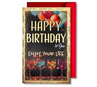 Art Nuvo Carte d'anniversaire - Carte d'anniversaire avec enveloppe pleine de brillance et de lumière scintillante reflétée dans le chiffre scintillant et imprimés colorés