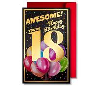 Art Nuvo Carte d'anniversaire - Carte d'anniversaire avec enveloppe pleine de brillance et de lumière scintillante reflétée dans le chiffre scintillant et imprimés colorés